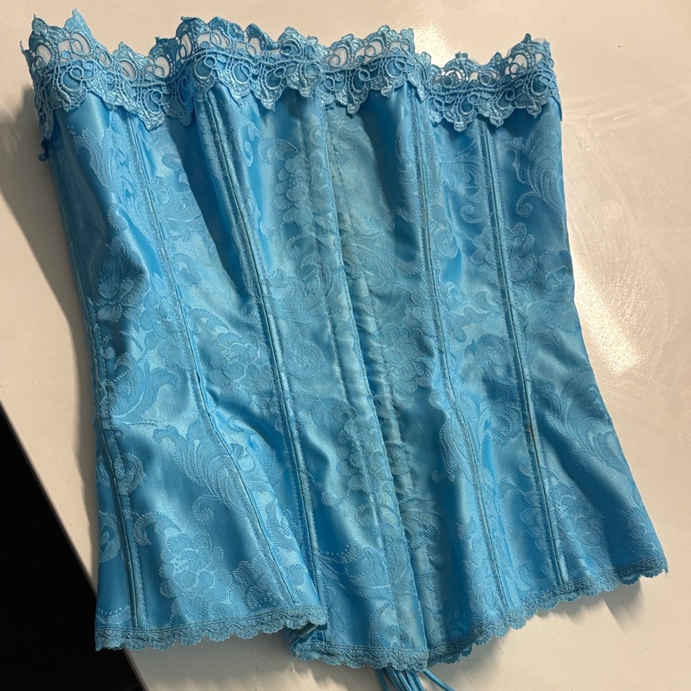 Frederick's of Hollywood Y2K Sky Blue Lace Corset - Picture 1 of 10